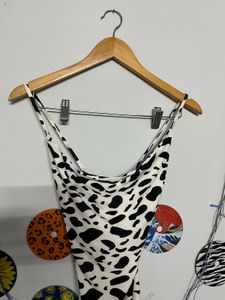 Cowl Neck Mini Dress - Dalmatian Print