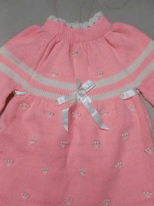 Coral Pink Woolen Frock