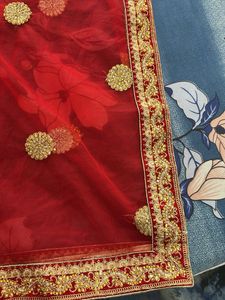 Red Embroidered Dupatta