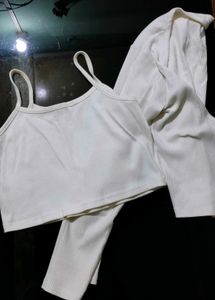 Cute White Top &amp; Cardigan Set