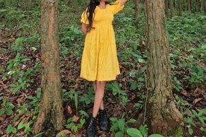 Cute Yellow Babydoll Dress