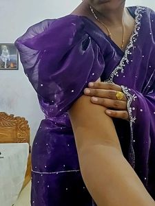 Elegant Purple Saree with Embellishments