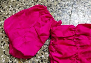 Pink Crop Top with Bell Sleeves
