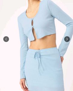 Blue Ribbed Knit Set