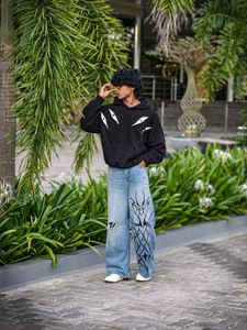 Statement Denim &amp; Graphic Hoodie All size Availabl