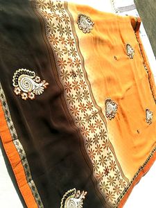 Elegant Floral Embroidered Saree