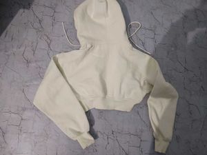Cropped Cream Hoodie