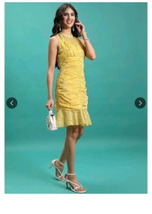 High Neck Yellow Floral Mini Dress 💛