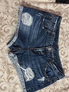 Ripped Denim Shorts