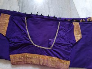 Blue Colour Cotton Traditional Saree.
