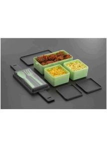 Stackable Double Decker Lunch Box with Utensils
