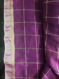 Saree ( purple colour gold check pattern sare