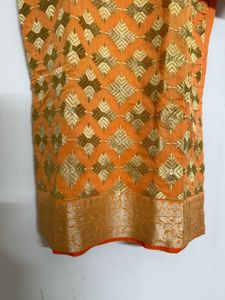🆕 Orange Embroidered Kurti