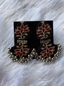 Kalamkari Print Jhumka Earrings