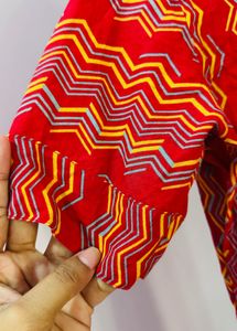 Red Geometric Print Kurta