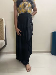 Black Ruffle Detail Maxi Skirt