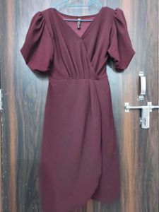 Burgundy Party wear dress (M)