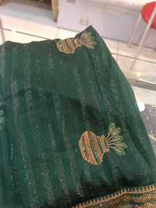 Emerald Green Embellished Saree (Issue)