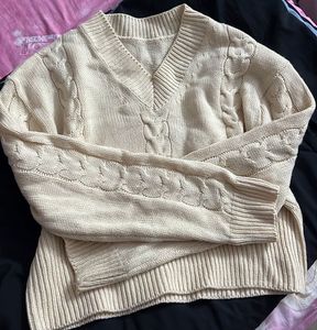 Cable Knit V-Neck Sweater