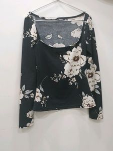 Shein Deep Neck Floral Top