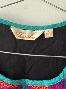IMPORTED Black TOP with Colorful Embroidery