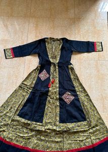 Olive Green Kurti With Attached Jacket