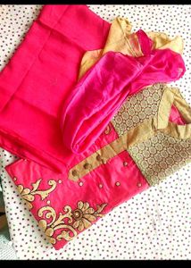 pink suit set unstitched