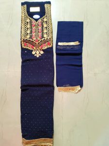 Combo Semi-stitched Suit With Stones Work