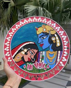 Eternal Bond: Radha Krishna Handcrafted Wall Plate