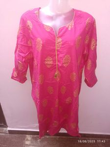 New Unused Xxl Pink Printed Kurta