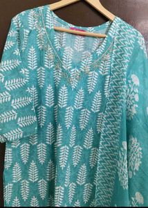 New Pure Cotton Suit With Cutdana Work On Neck