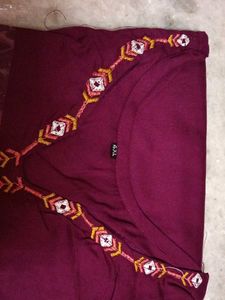 BrandNewCombo-Maroon&amp;Orange Embroidered Kurta+Plaz