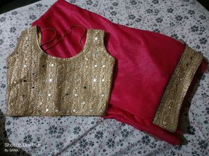 Pink Saree With Blouse Piece