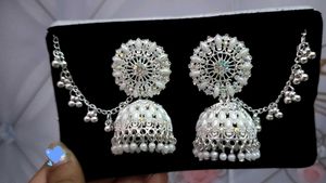 Elegant Jhumka Earrings with Ear Chain