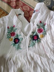 Embroidered White Tunic Top