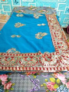 Blue Embellished Saree