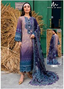 GHAZAL Cotton Suit - Elegant Purple &amp; Blue