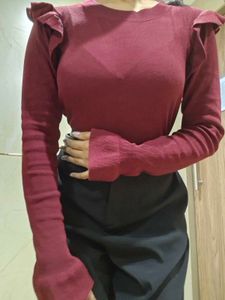 RED H&M FORMAL TOP