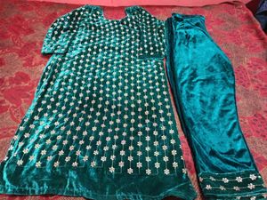 party wear winter Velvet Kurti Set