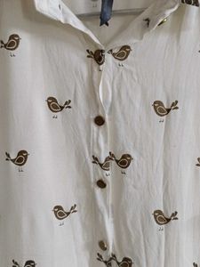 Bird Print Casual Midi Dress