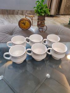 Set of 6 Vintage Striped Coffee Cups