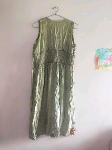 Green Boho Embroidered Dress