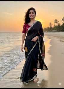 Elegant Black Saree with Embroidery