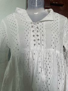 Mango White Eyelet Blouse