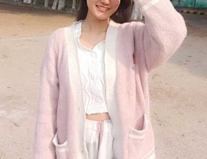 Chic Pastel Pink Oversized Cardigan