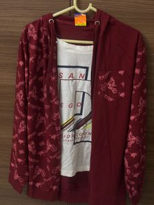 Motocross Print Zip-Up Hoodie