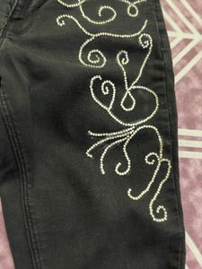 Embroidered Black Jeans