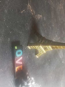 Paris Eiffel Tower Steel And Love Keychain ❤