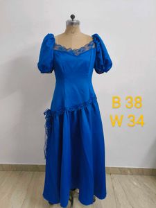 Vintage Blue Lace Trim Dress