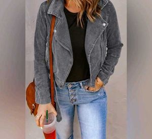 Platfrom orignal Gray Corduroy Moto Jacket